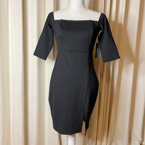 Lulu's Classy Wide-neckline Black Dress, Size M, NWT